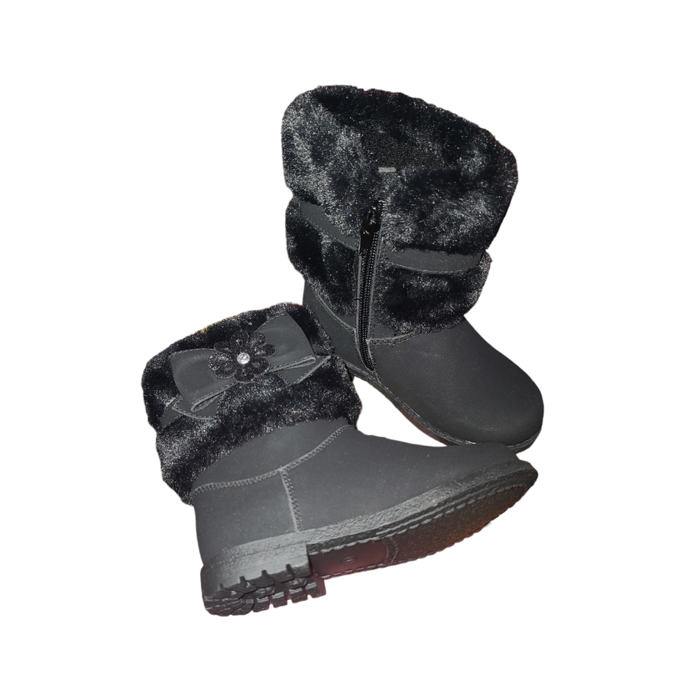 Rachel Shoes Toddler Girls Size 10 Harmoni Fur Faux Suede Boots in Black - Picture 8 of 12